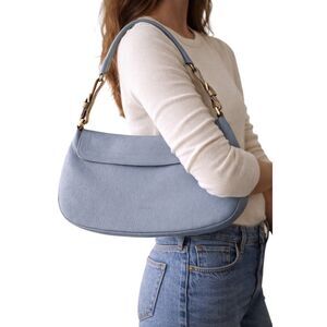 Claudia Firenze Italian Leather Shoulder Bag Periwinkle Blue Y2K Hobo